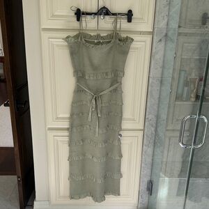 Anthropologie V. Chapman Ruffle Tiered Knit Midi Dress - Sage